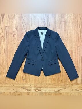 Ann Taylor Factory Dark Navy Tailored Single-Button Blazer size 4